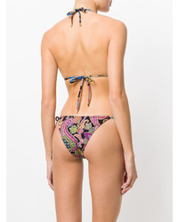 Черный бикини-топ с цветочным принтом от Etro