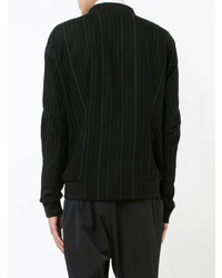 Мужской черный бомбер в вертикальную полоску от Devoa