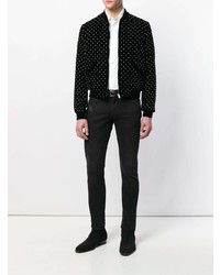 Мужской черный бомбер в горошек от Saint Laurent