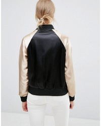 Женский черный бомбер с вышивкой от Brave Soul