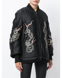 Женский черный бомбер с вышивкой от Ermanno Scervino