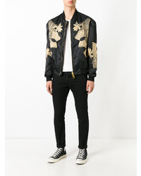 Мужской черный бомбер с вышивкой от Les Hommes