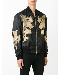 Мужской черный бомбер с вышивкой от Les Hommes