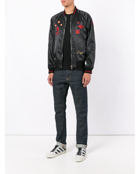 Мужской черный бомбер с вышивкой от Diesel