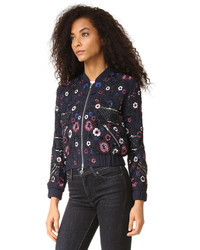 Женский черный бомбер с вышивкой от Needle & Thread