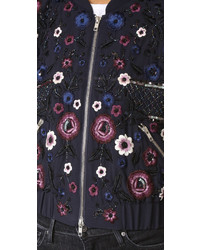 Женский черный бомбер с вышивкой от Needle & Thread