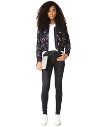 Женский черный бомбер с вышивкой от Needle & Thread