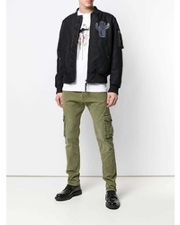 Мужской черный бомбер с вышивкой от Diesel Black Gold