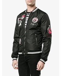 Мужской черный бомбер с вышивкой от Dolce & Gabbana