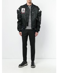 Мужской черный бомбер с вышивкой от Icosae