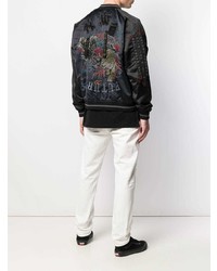 Мужской черный бомбер с вышивкой от Diesel