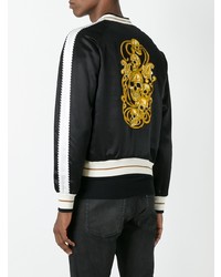 Мужской черный бомбер с вышивкой от Alexander McQueen