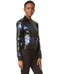 Женский черный бомбер с пайетками от Veronica Beard