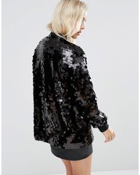 Женский черный бомбер с пайетками от Asos
