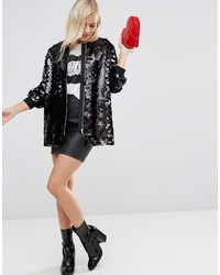 Женский черный бомбер с пайетками от Asos