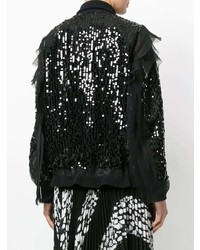 Женский черный бомбер с пайетками от Sacai