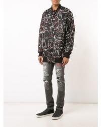 Мужской черный бомбер с принтом от Haculla