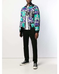 Мужской черный бомбер с принтом от Versace Jeans