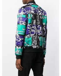 Мужской черный бомбер с принтом от Versace Jeans