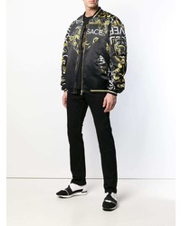 Мужской черный бомбер с принтом от Versace Jeans