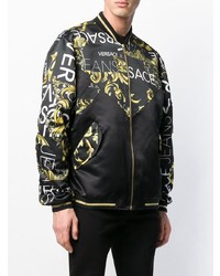 Мужской черный бомбер с принтом от Versace Jeans
