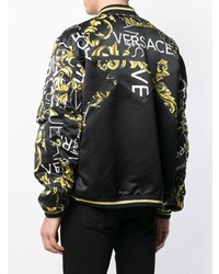 Мужской черный бомбер с принтом от Versace Jeans