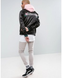 Мужской черный бомбер с принтом от Stussy