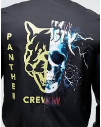 Мужской черный бомбер с принтом от Asos