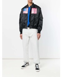 Мужской черный бомбер с принтом от Facetasm