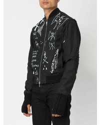 Мужской черный бомбер с принтом от Mjb