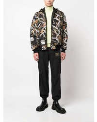 Мужской черный бомбер с принтом от Moschino