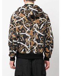 Мужской черный бомбер с принтом от Moschino