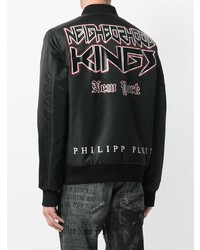 Мужской черный бомбер с принтом от Philipp Plein