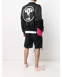 Мужской черный бомбер с принтом от Moschino