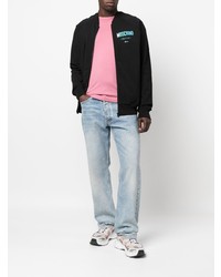 Мужской черный бомбер с принтом от Moschino