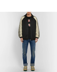 Мужской черный бомбер с принтом от Gucci