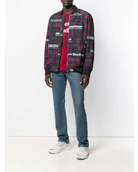 Мужской черный бомбер с принтом от Love Moschino