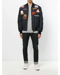 Мужской черный бомбер с принтом от Gcds