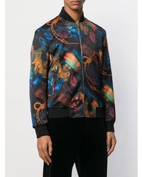 Мужской черный бомбер с принтом от Ps By Paul Smith