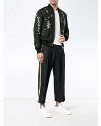 Мужской черный бомбер с принтом от Alexander McQueen