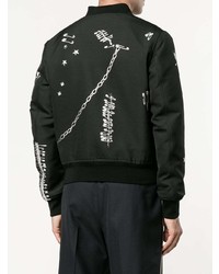 Мужской черный бомбер с принтом от Alexander McQueen