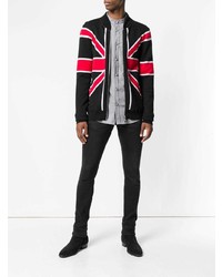 Мужской черный бомбер с принтом от Balmain