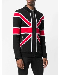 Мужской черный бомбер с принтом от Balmain