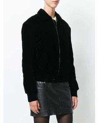 Женский черный бомбер с украшением от Saint Laurent