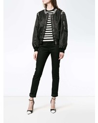 Женский черный бомбер с украшением от Givenchy