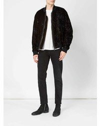 Мужской черный бомбер с цветочным принтом от Haider Ackermann