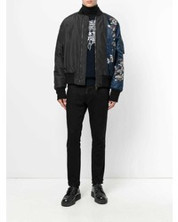 Мужской черный бомбер с цветочным принтом от N°21