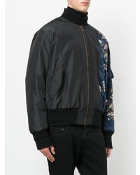 Мужской черный бомбер с цветочным принтом от N°21