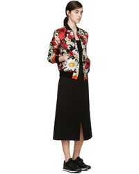 Женский черный бомбер с цветочным принтом от Dolce & Gabbana