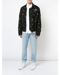 Мужской черный бомбер с цветочным принтом от Off-White
